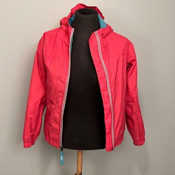 LL Bean Kids Pink Full Zip Hooded Windbreaker Jacket - Picture 1 of 9